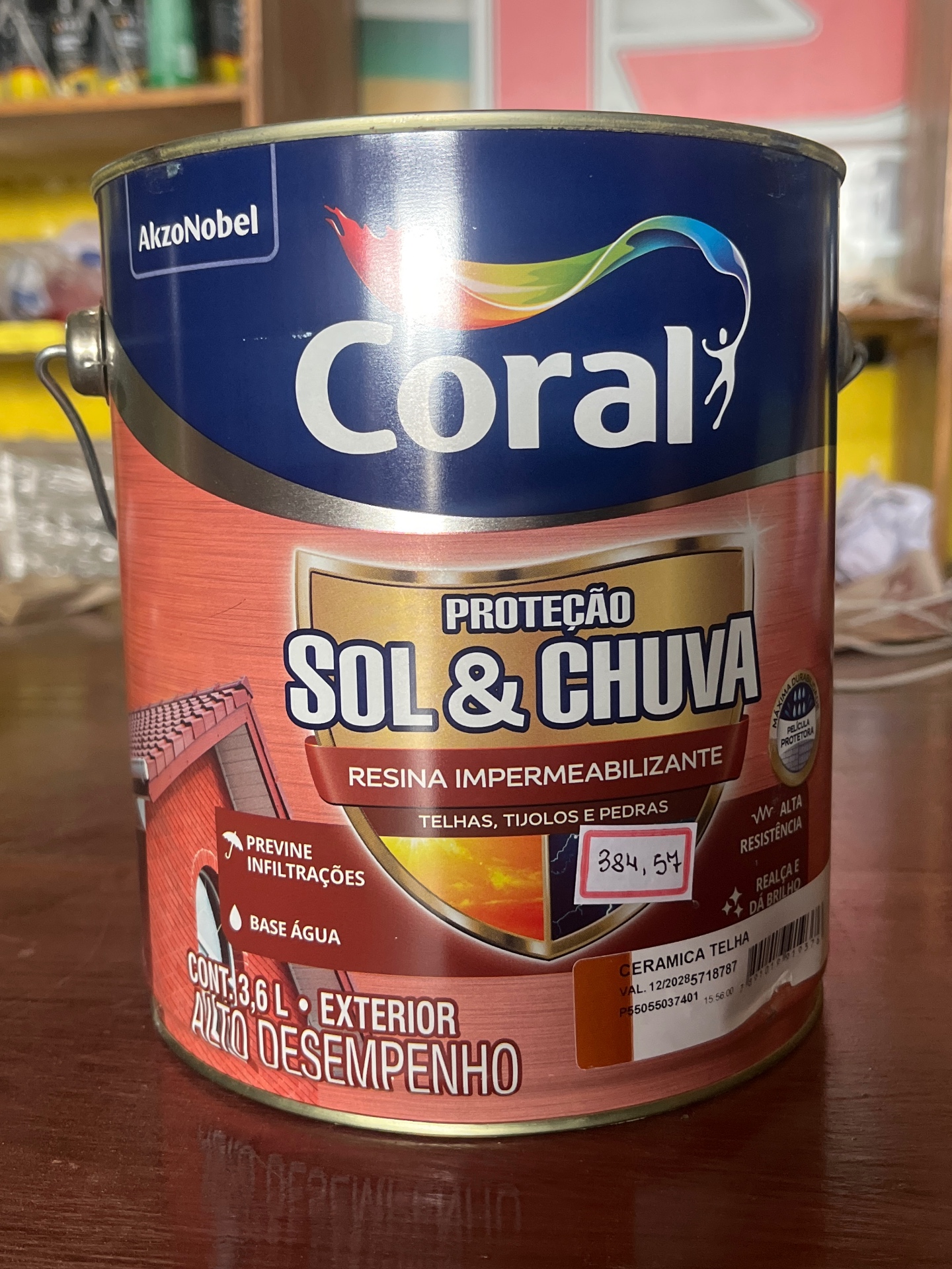 Impermeabilizante Coral 3,6 L — Sol & Chuva · Resina · Base água · 3,6 L